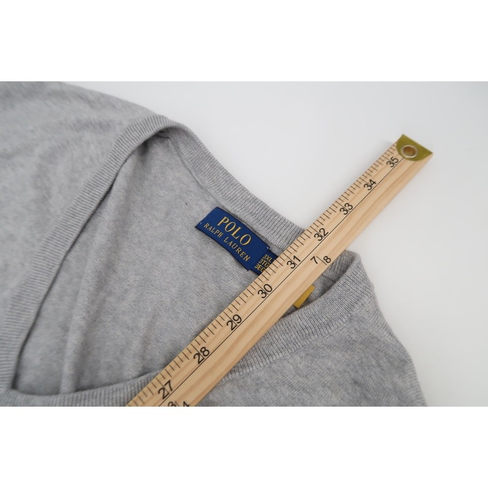 Polo Ralph Lauren Men's‎ 3XLT Tall Gray Lightweight Knit Sweater V-Neck Pullover - Picture 10 of 11